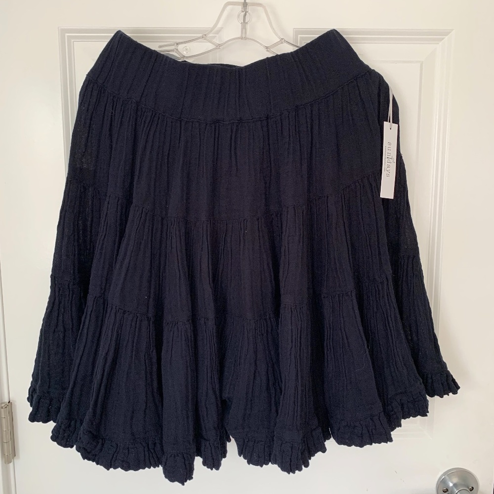 Sundays NYC Viola Black Tiered Gauze Skirt XS